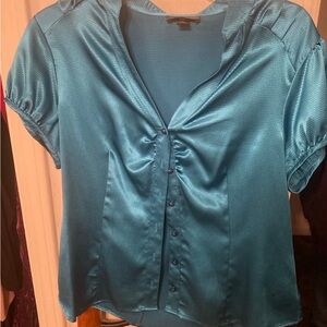 AGB Shimmering Teal Satin Blouse